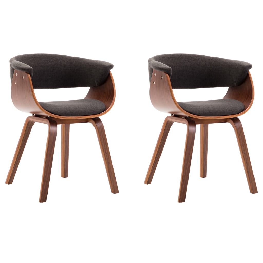Vidaxl eetkamerstoelen 2 st gebogen hout en stof grijs