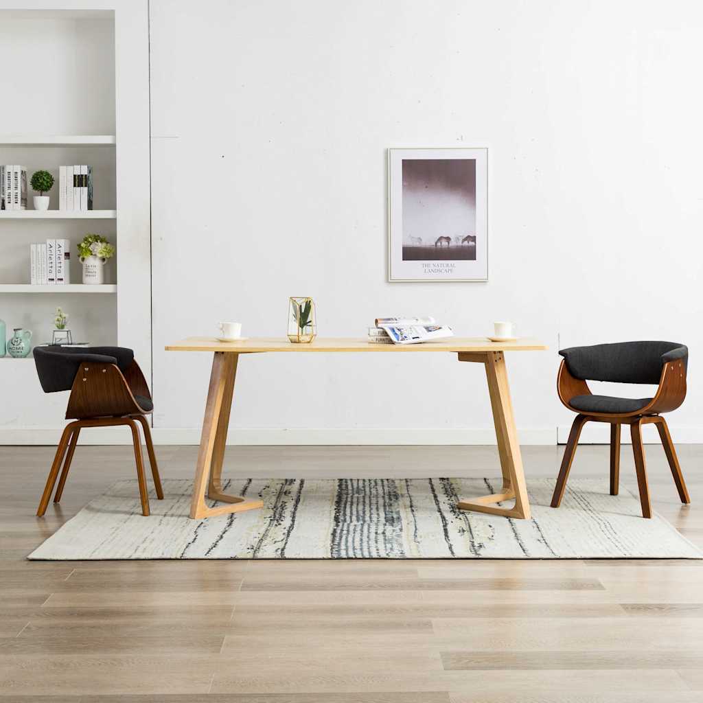 Vidaxl eetkamerstoelen 2 st gebogen hout en stof grijs