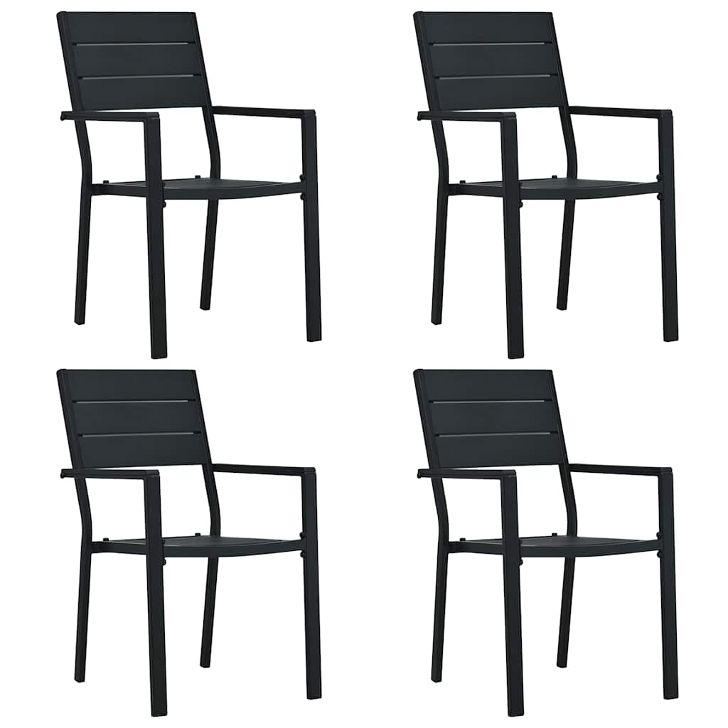 Vidaxl tuinstoelen 4 st hout-look hdpe zwart