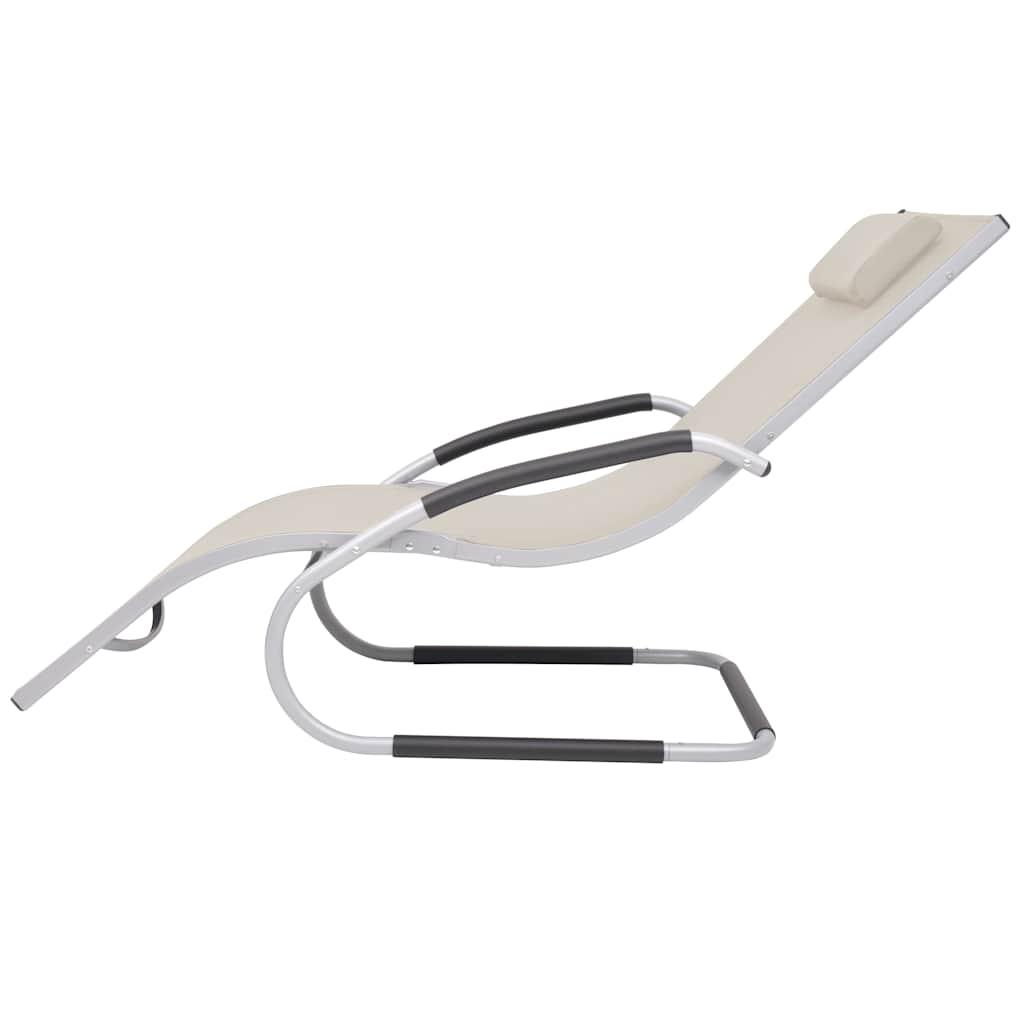 Vidaxl ligbed met kussen aluminium en textileen crème