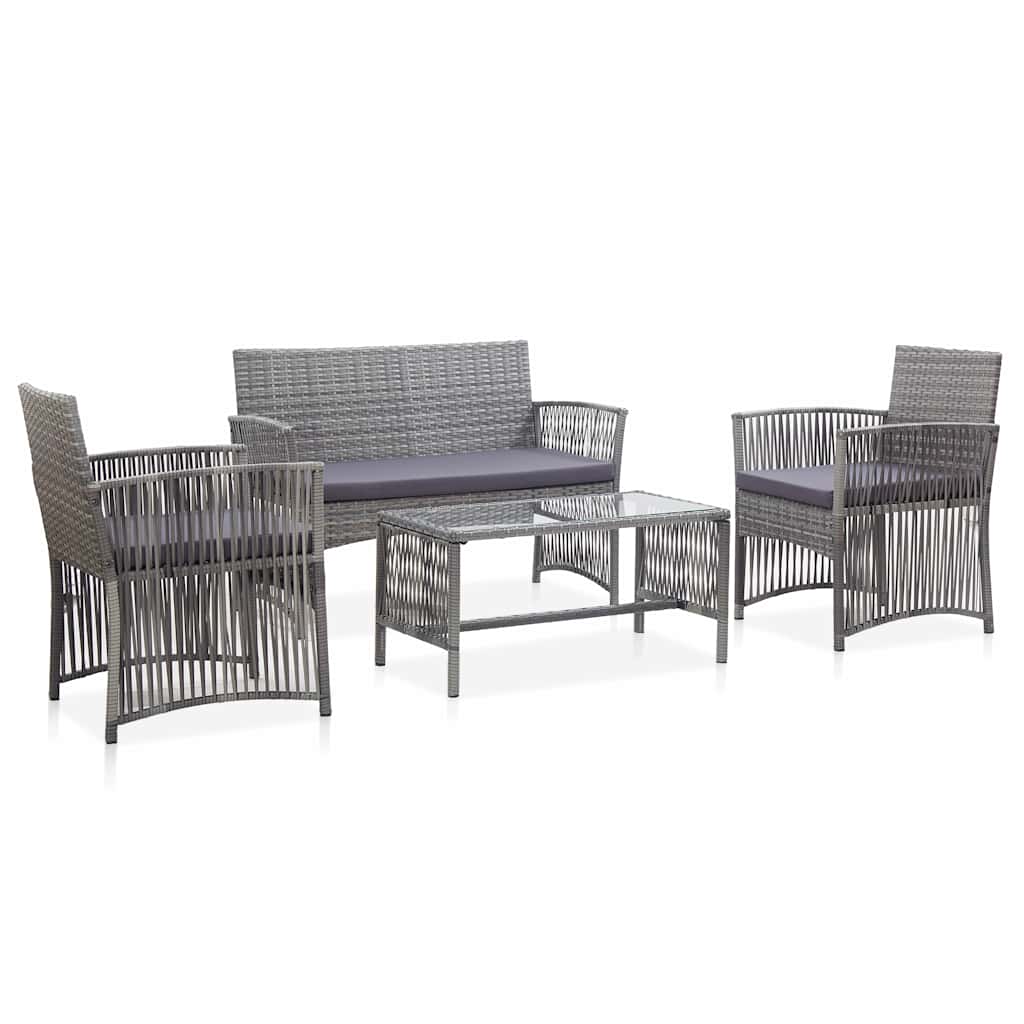 Vidaxl 4-delige loungeset met kussen poly rattan antraciet