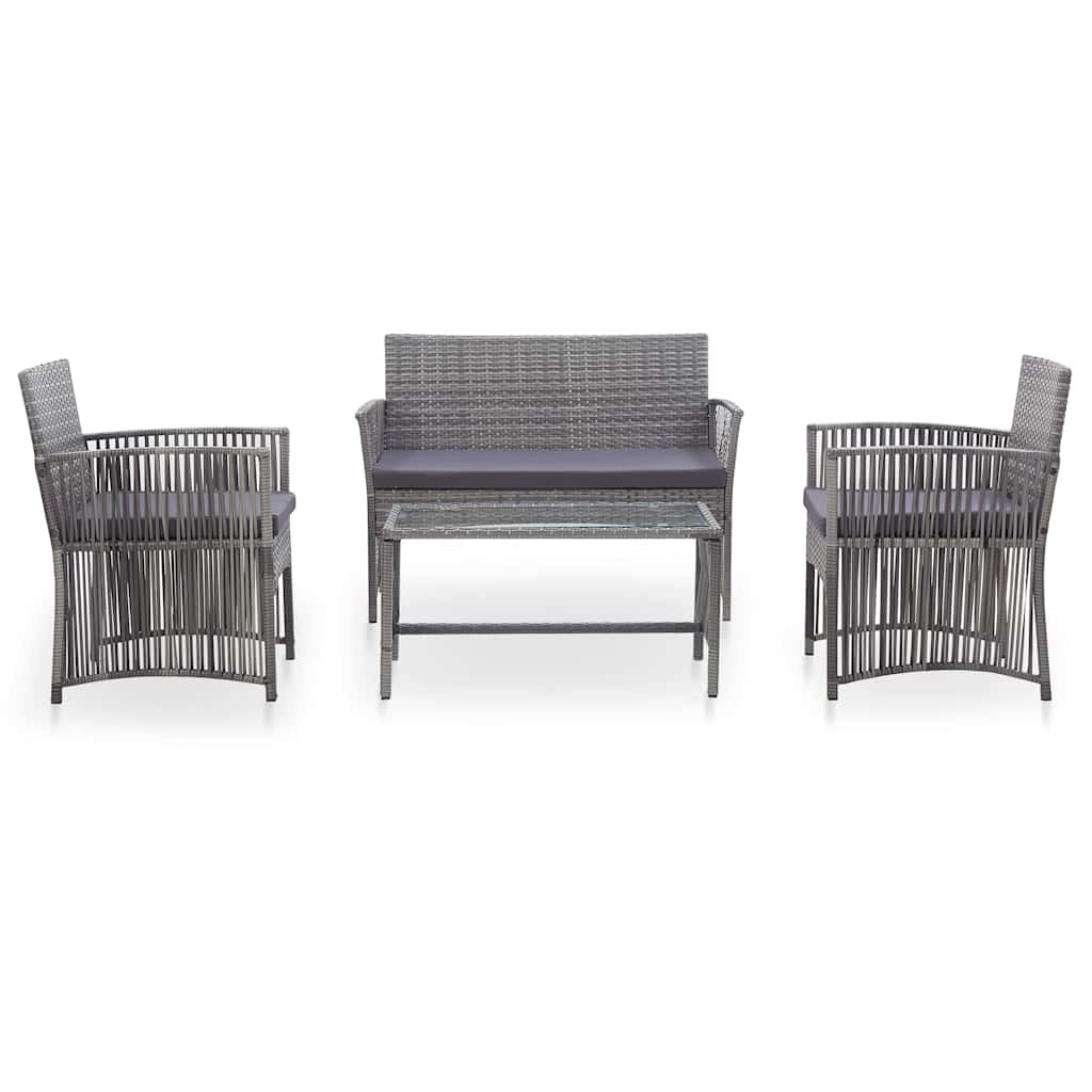 Vidaxl 4-delige loungeset met kussen poly rattan antraciet