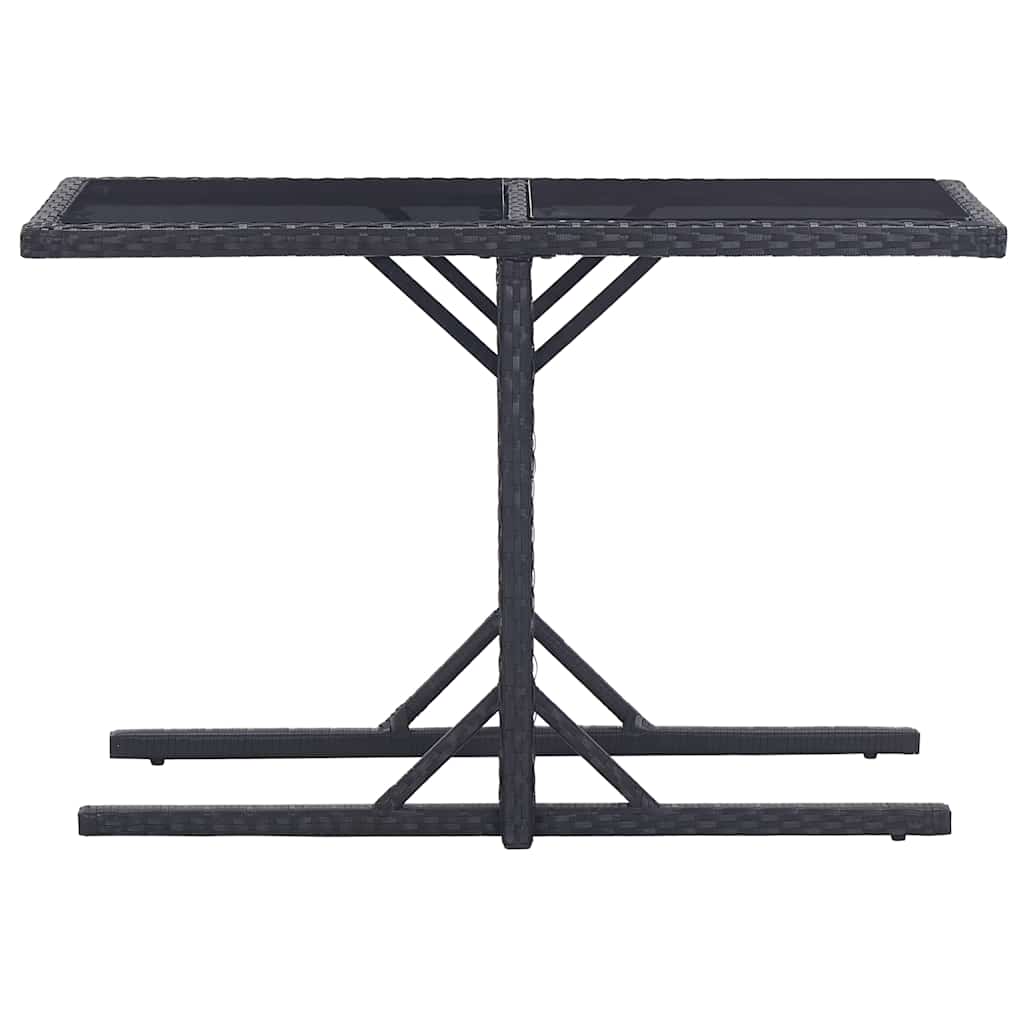 Vidaxl tuintafel 110x53x72 cm glas en poly rattan zwart