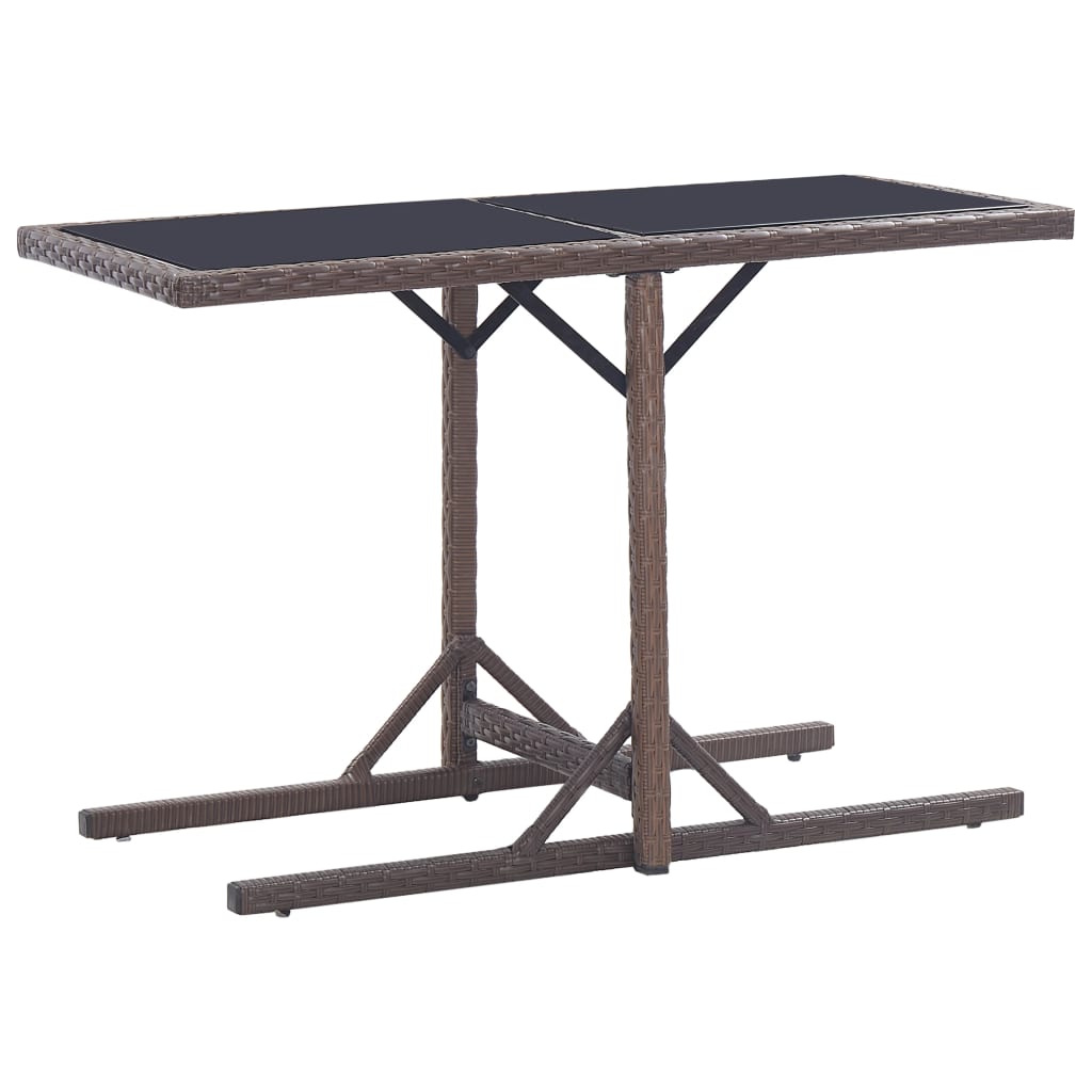 Vidaxl tuintafel 110x53x72 cm glas en poly rattan bruin