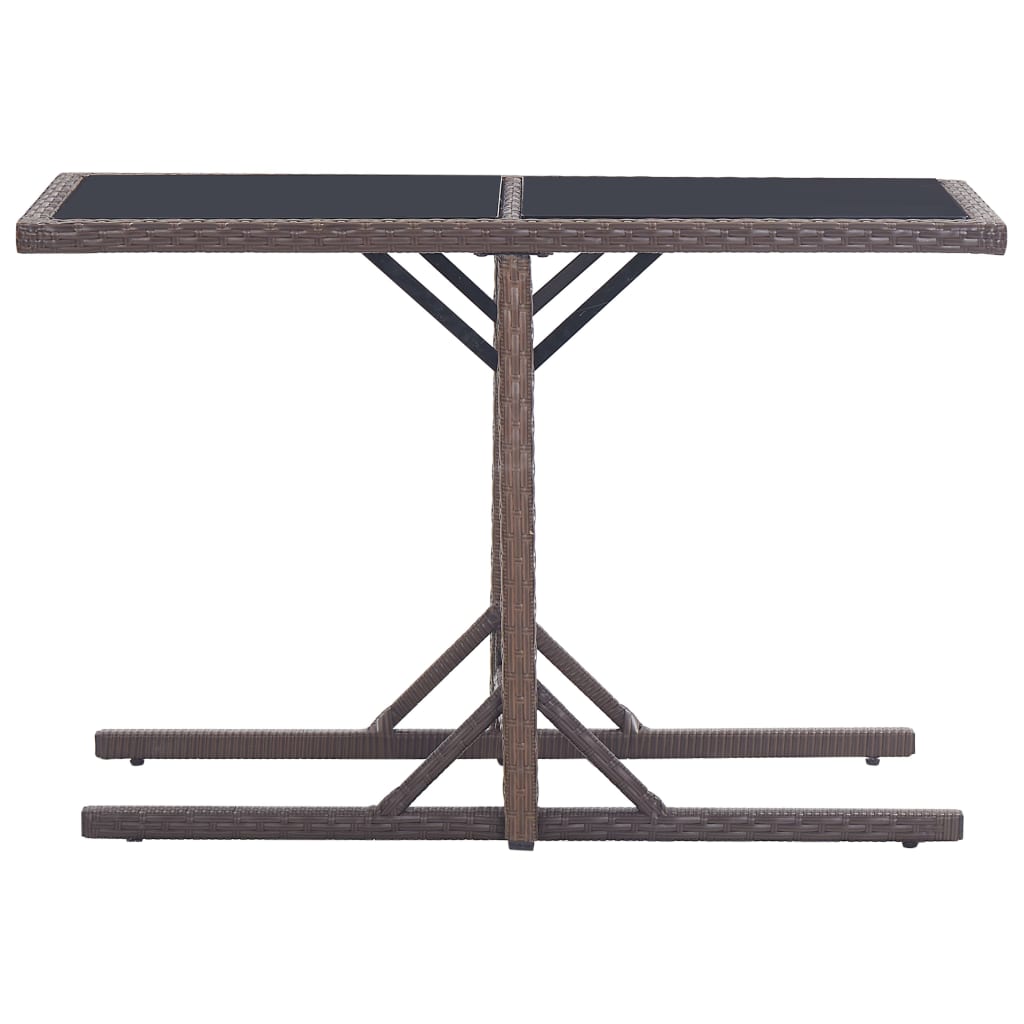 Vidaxl tuintafel 110x53x72 cm glas en poly rattan bruin