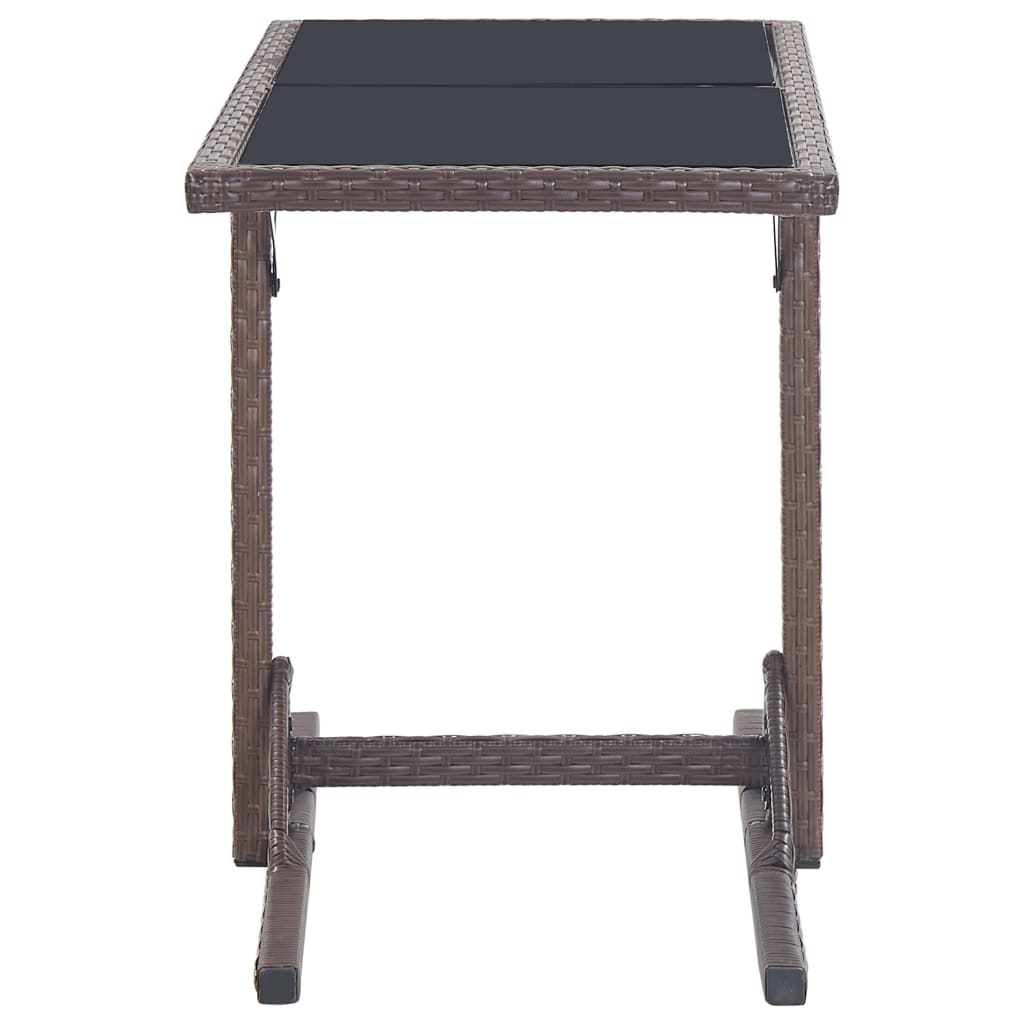 Vidaxl tuintafel 110x53x72 cm glas en poly rattan bruin
