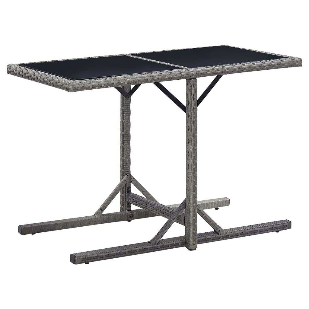 Vidaxl tuintafel 110x53x72 cm glas en poly rattan antraciet
