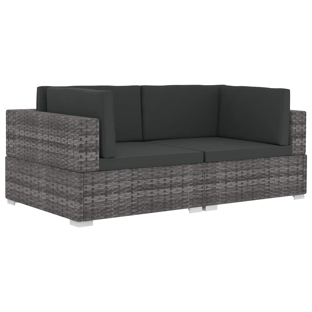 Vidaxl hoekbanken 2 st met kussens poly rattan grijs