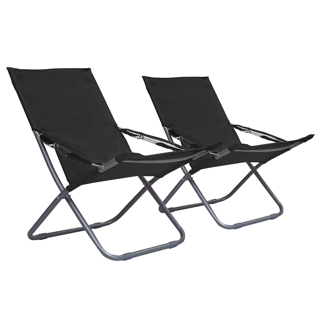 Vidaxl strandstoelen 2 st inklapbaar stof zwart