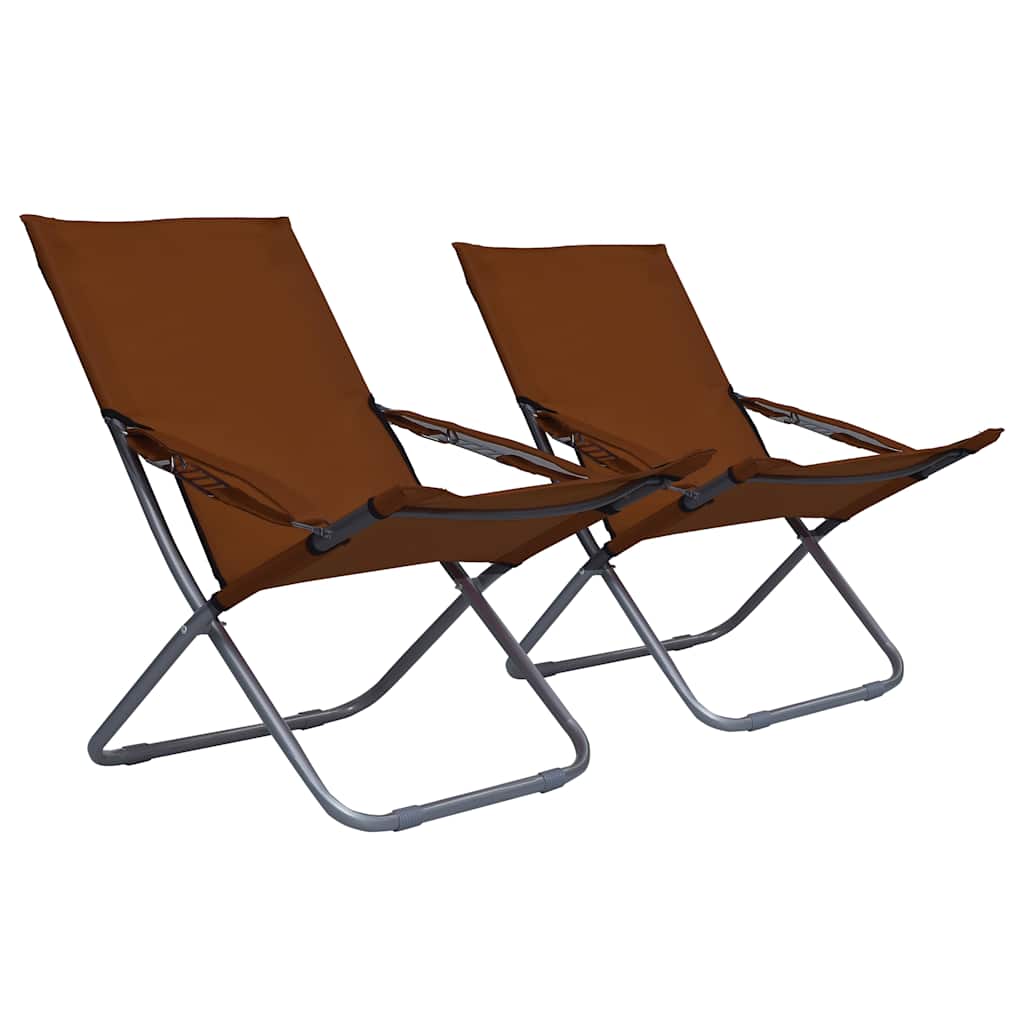 Vidaxl strandstoelen 2 st inklapbaar stof bruin