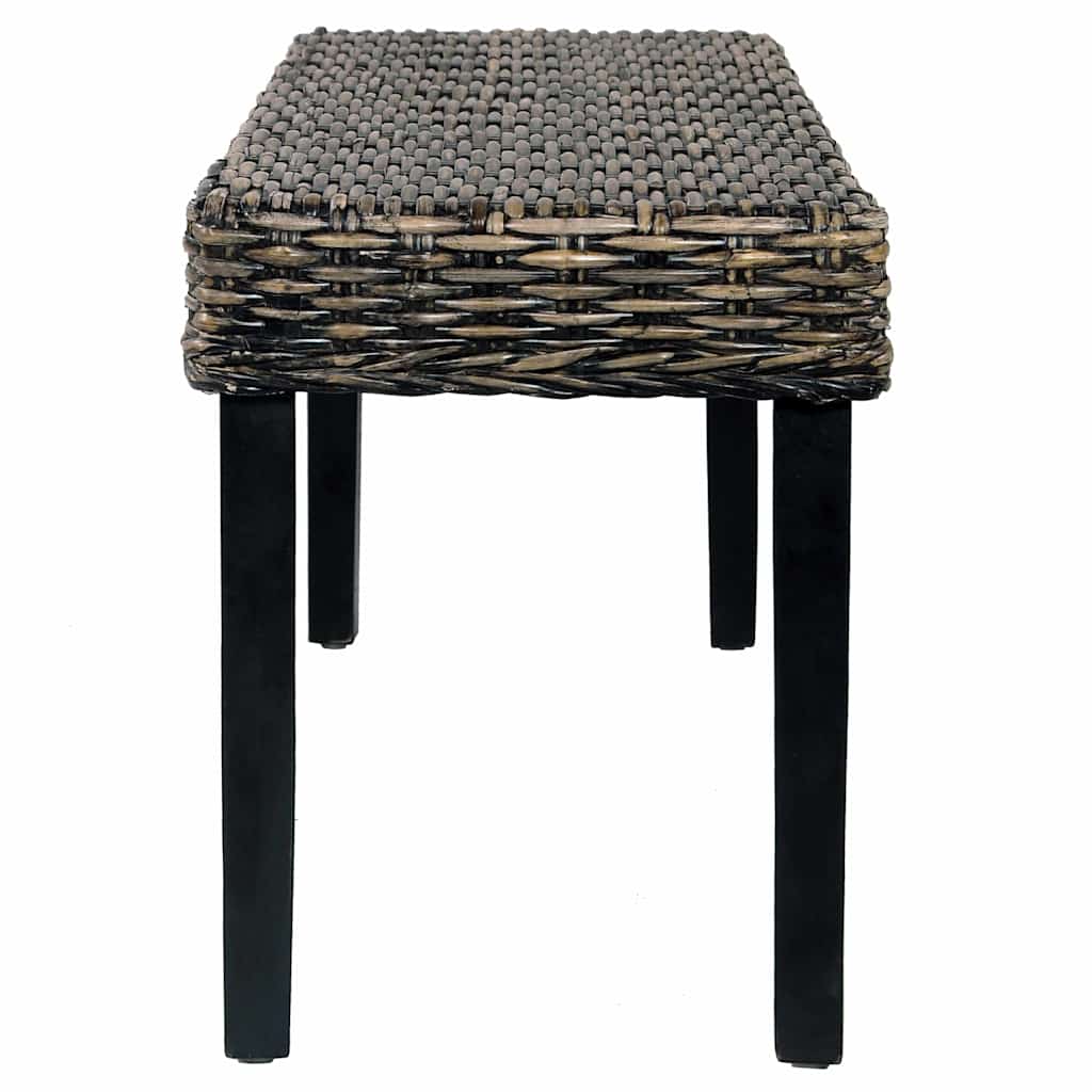 Vidaxl bankje 110 cm natuurlijk kubu rattan en massief mahoniehout zwart