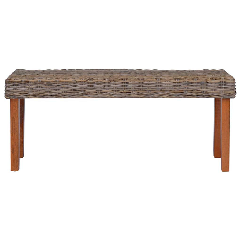 Vidaxl bankje 110 cm natuurlijk kubu rattan en massief mahoniehout