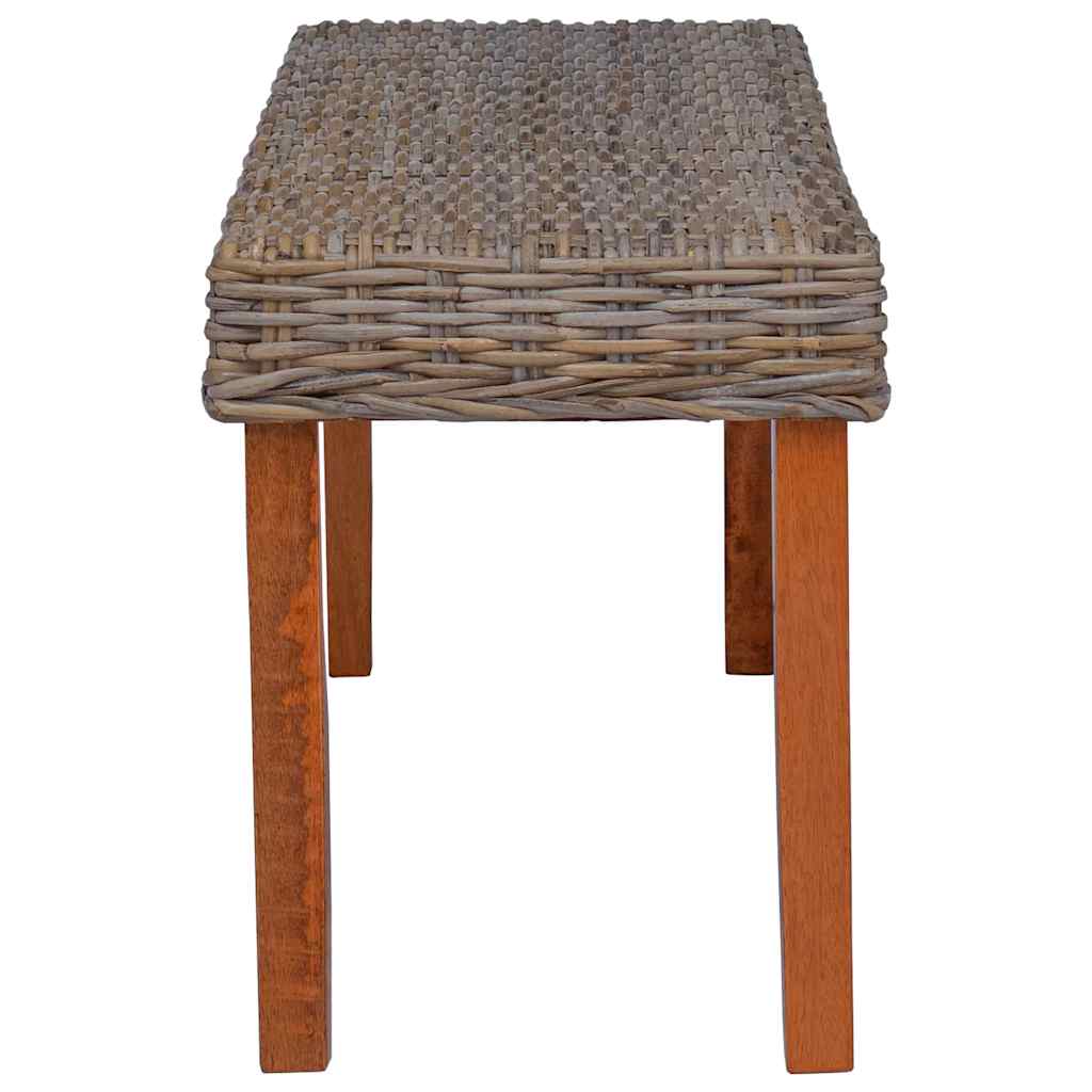 Vidaxl bankje 110 cm natuurlijk kubu rattan en massief mahoniehout