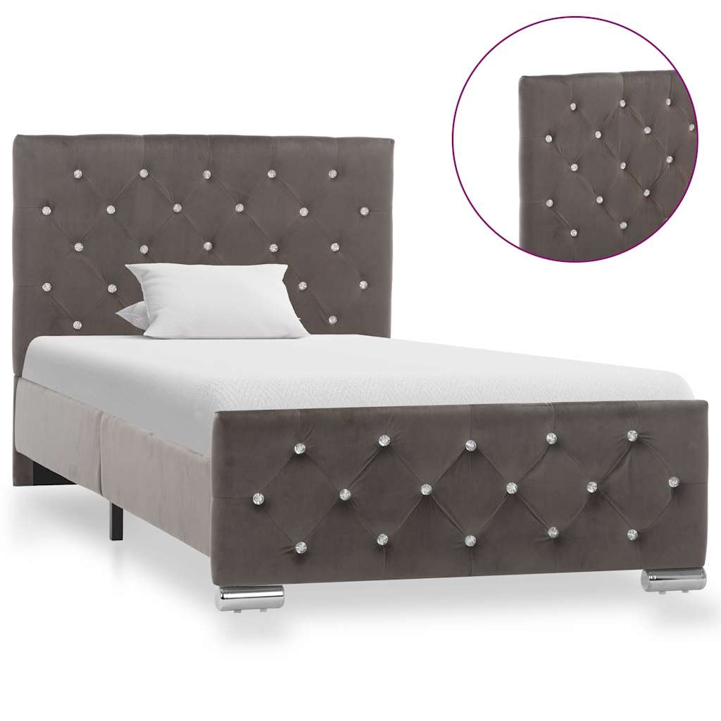 Vidaxl bedframe fluweel grijs 90x200 cm