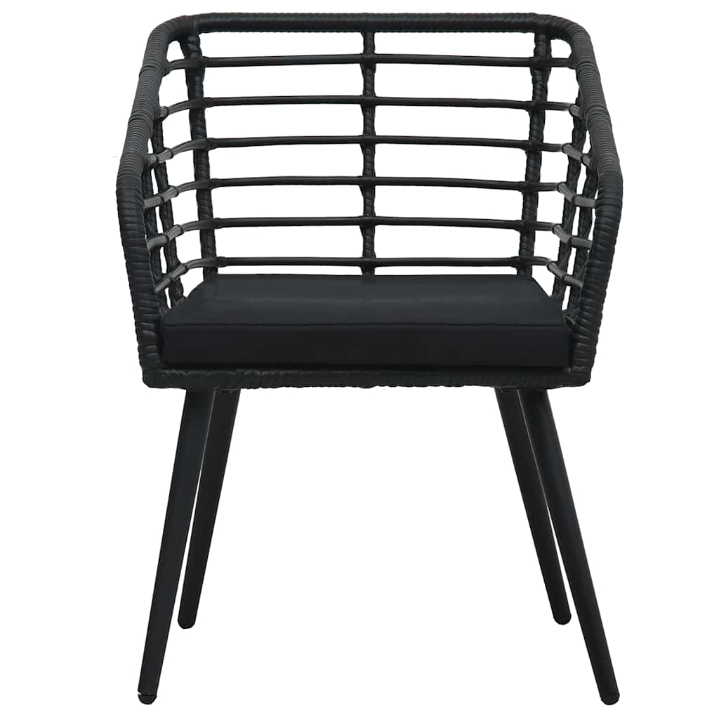 Vidaxl tuinstoelen 2 st met kussens poly rattan zwart