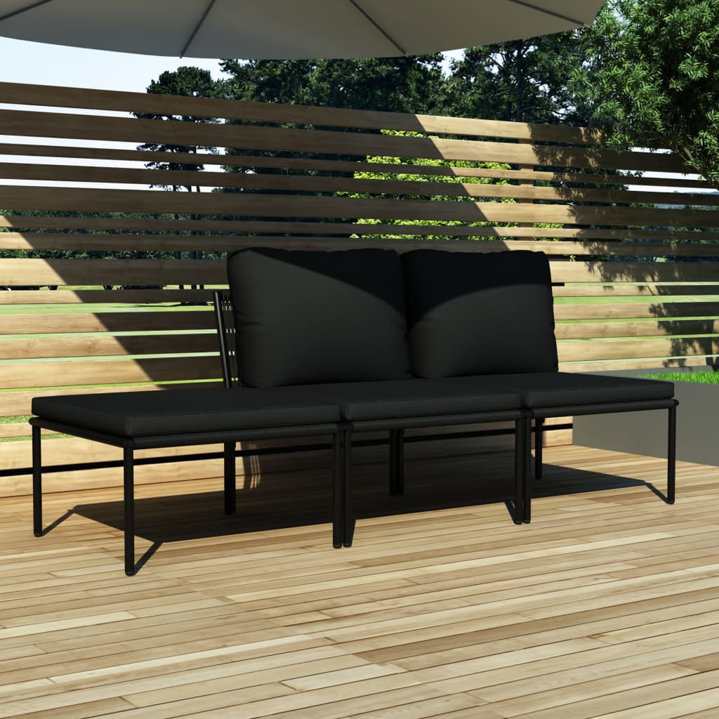 Vidaxl 3-delige loungeset met kussens pvc zwart