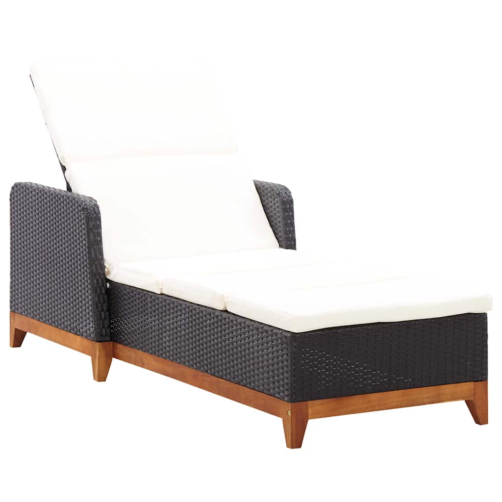 Vidaxl ligbed poly rattan en massief acaciahout zwart
