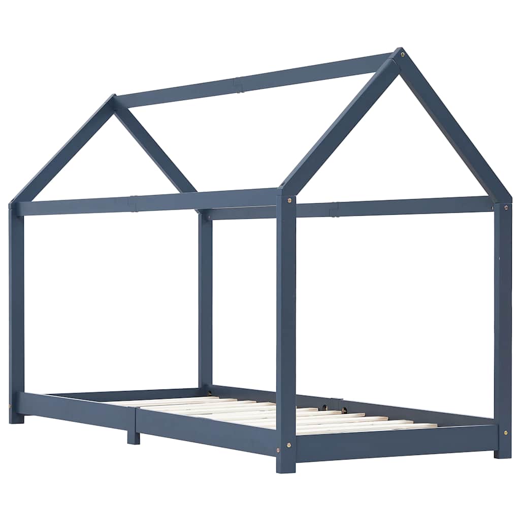 Vidaxl kinderbedframe massief grenenhout grijs 90x200 cm