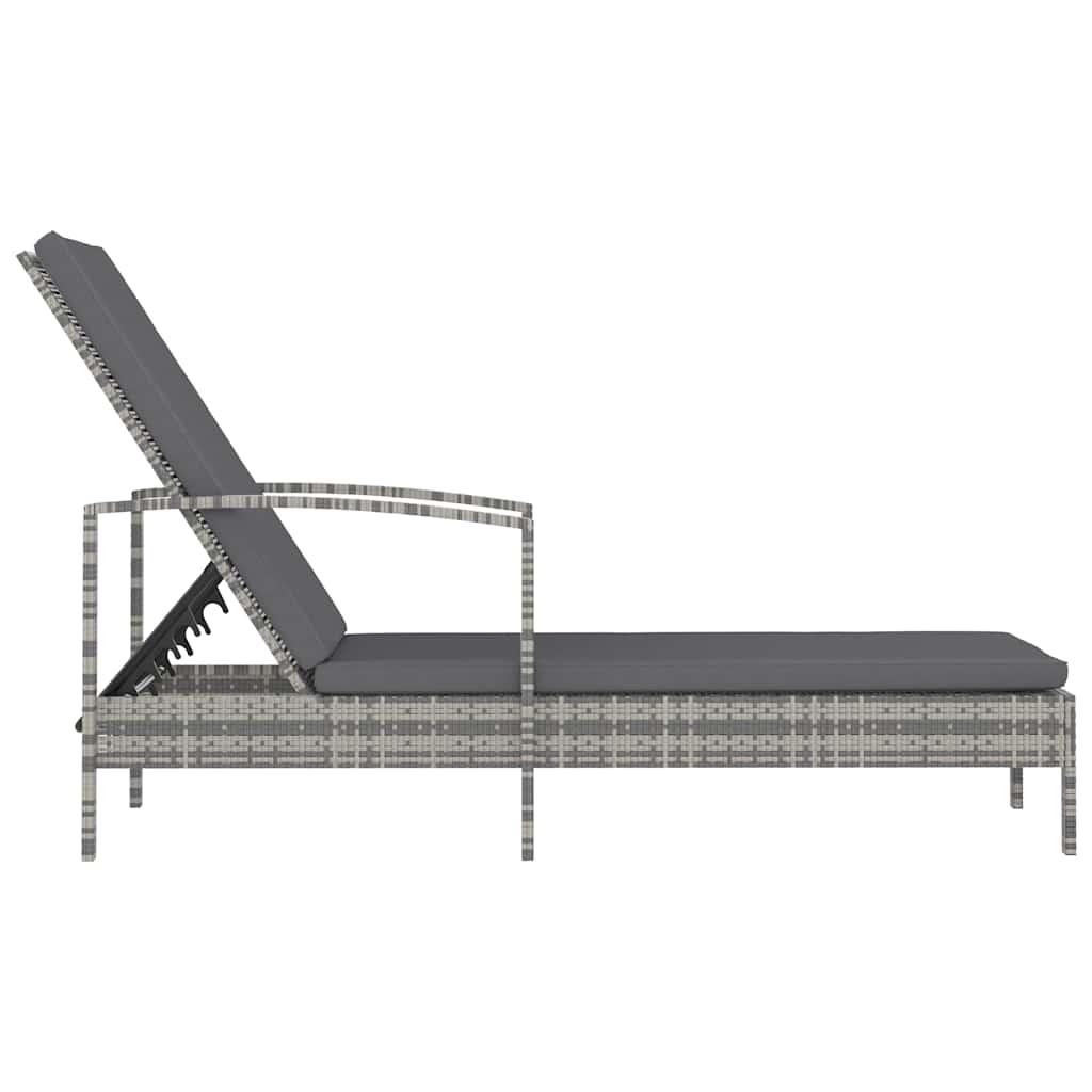 Vidaxl ligbed met armleuningen poly rattan grijs