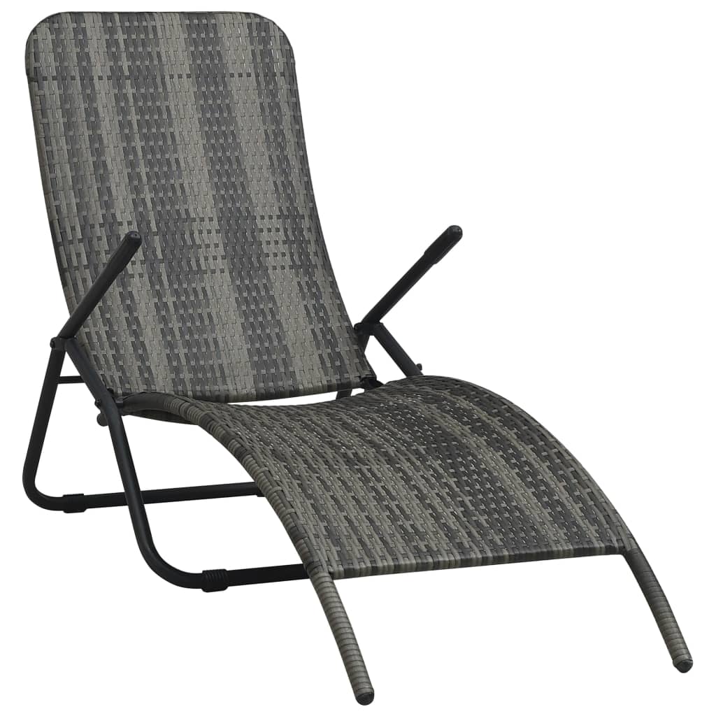 Vidaxl ligbed inklapbaar poly rattan grijs