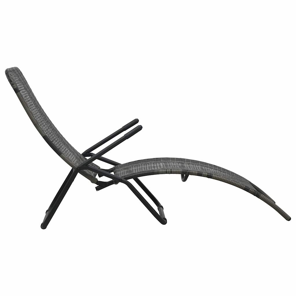 Vidaxl ligbed inklapbaar poly rattan grijs
