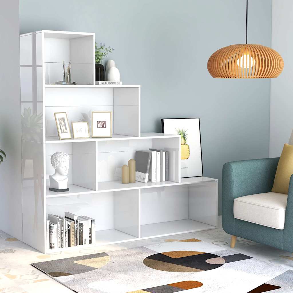 Vidaxl boekenkast kamerscherm 155x24x160 cm bewerkt hout hoogglans wit