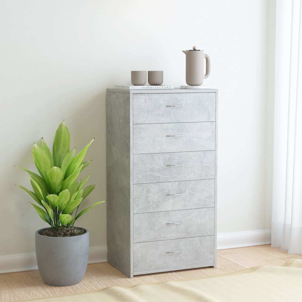 Vidaxl dressoir met 6 lades 50x34x96 cm bewerkt hout betongrijs
