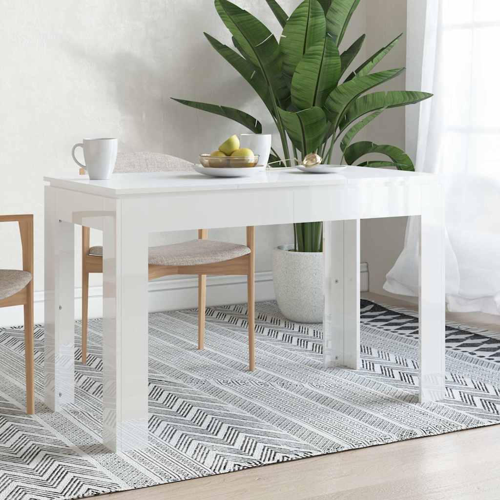Vidaxl eettafel 120x60x76 cm bewerkt hout hoogglans wit
