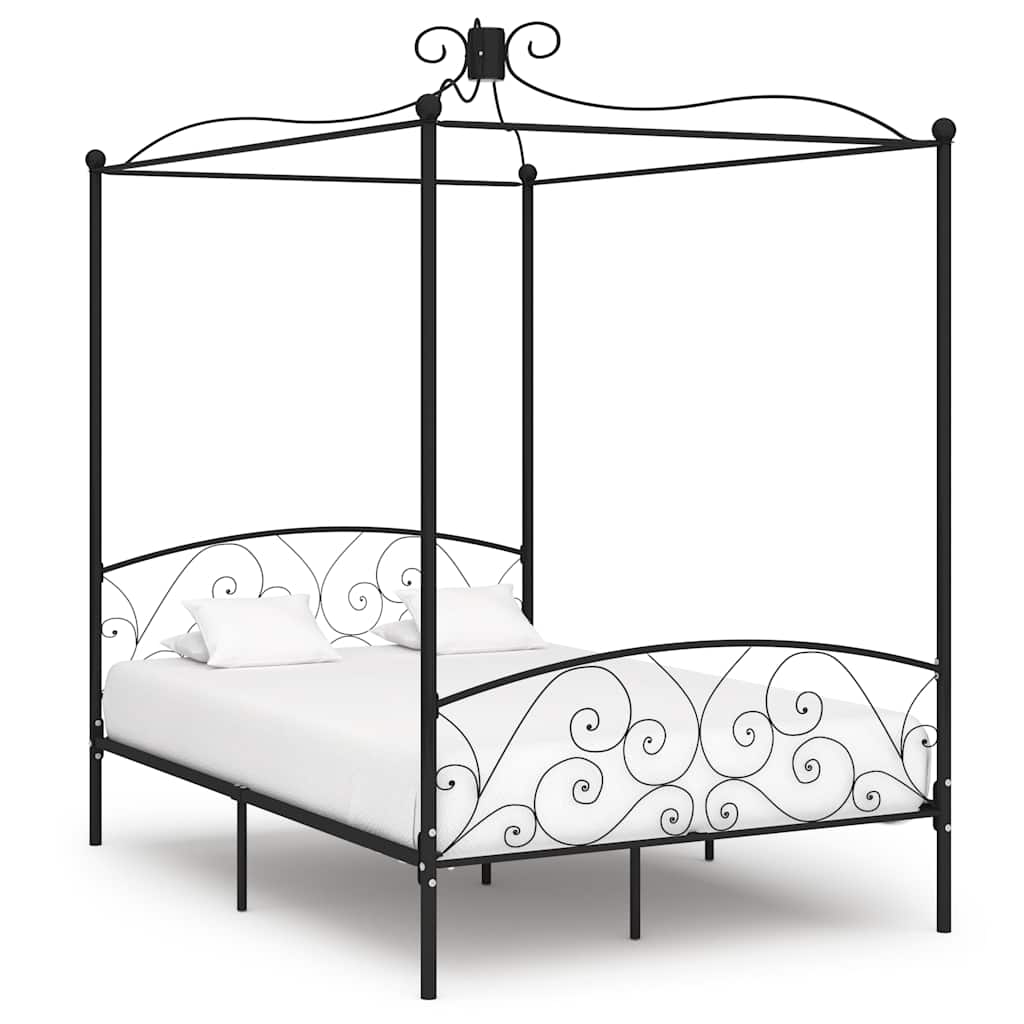 Vidaxl hemelbedframe metaal zwart 140x200 cm