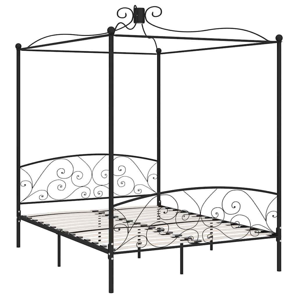 Vidaxl hemelbedframe metaal zwart 160x200 cm