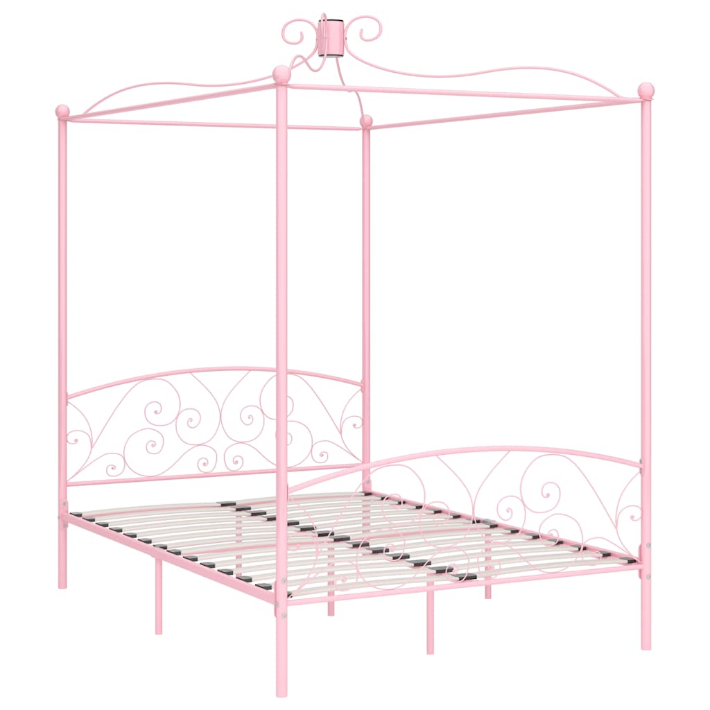 Vidaxl hemelbedframe metaal roze 140x200 cm