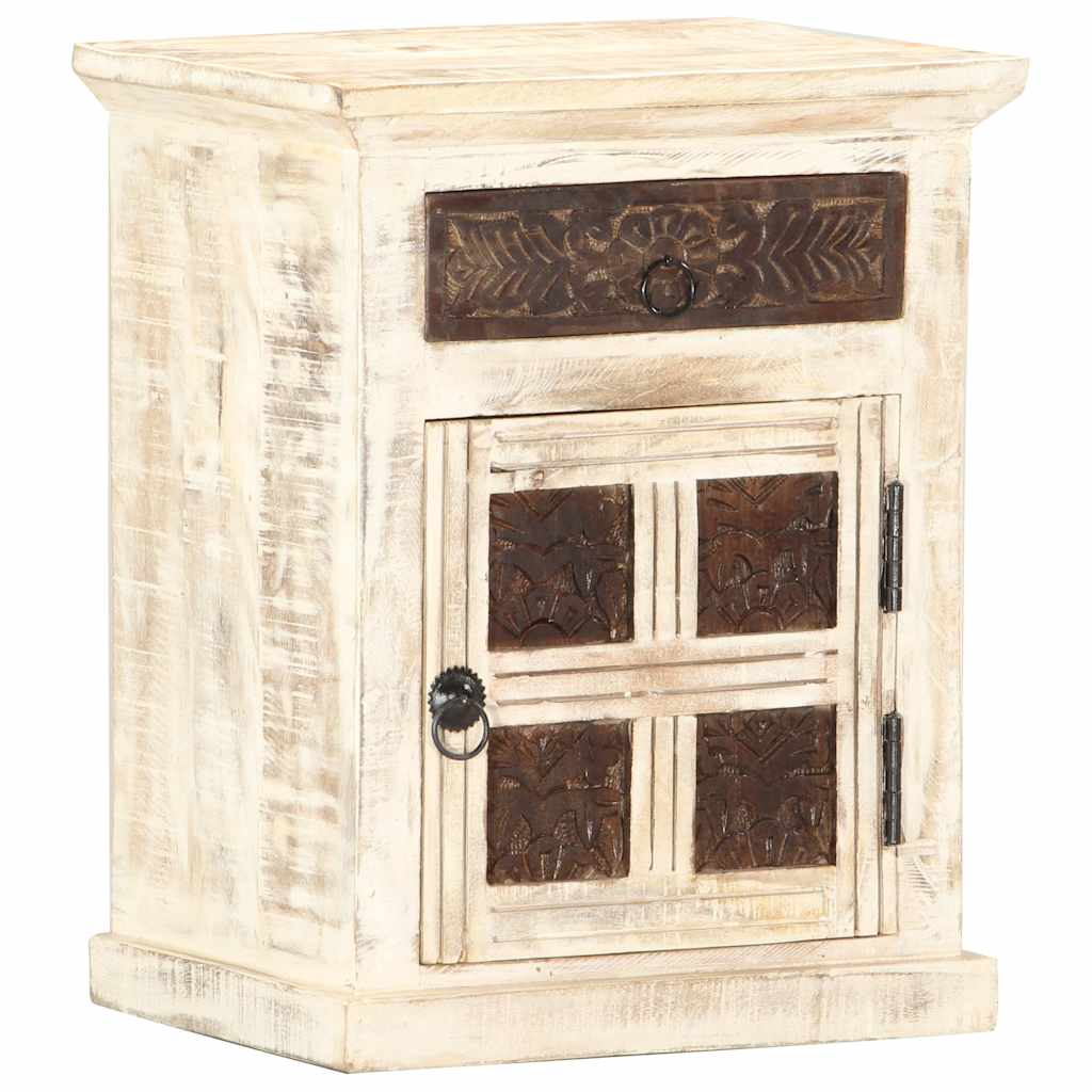 Vidaxl nachtkastje 40x30x50 cm massief mangohout wit