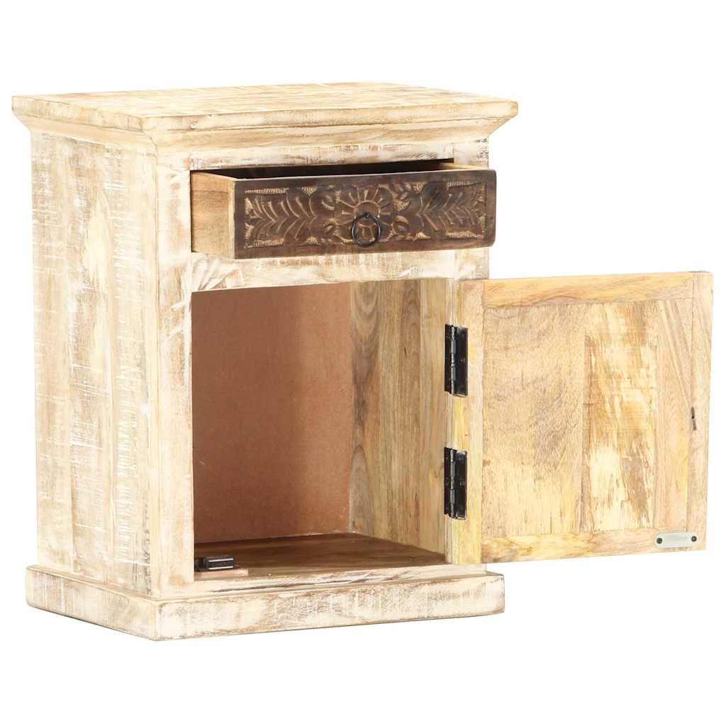 Vidaxl nachtkastje 40x30x50 cm massief mangohout wit