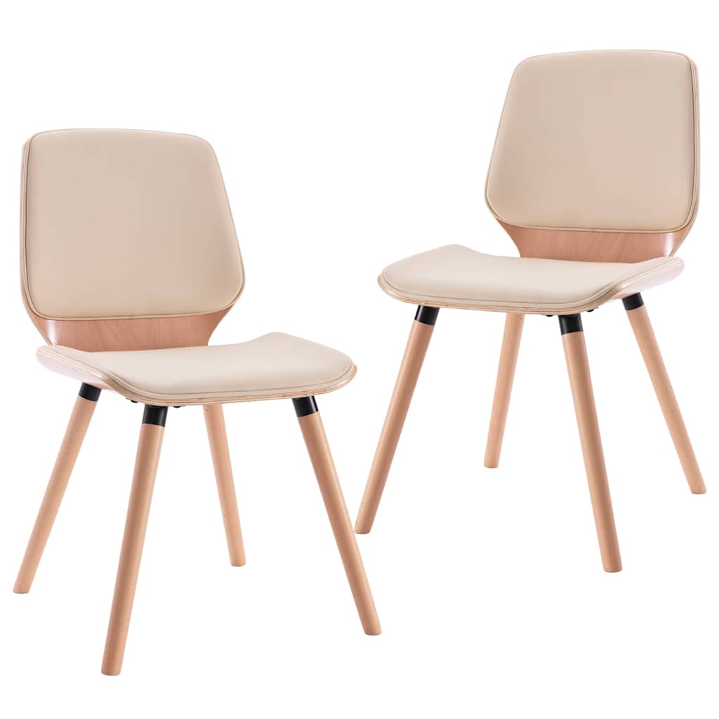 Vidaxl eetkamerstoelen 2 st kunstleer crème