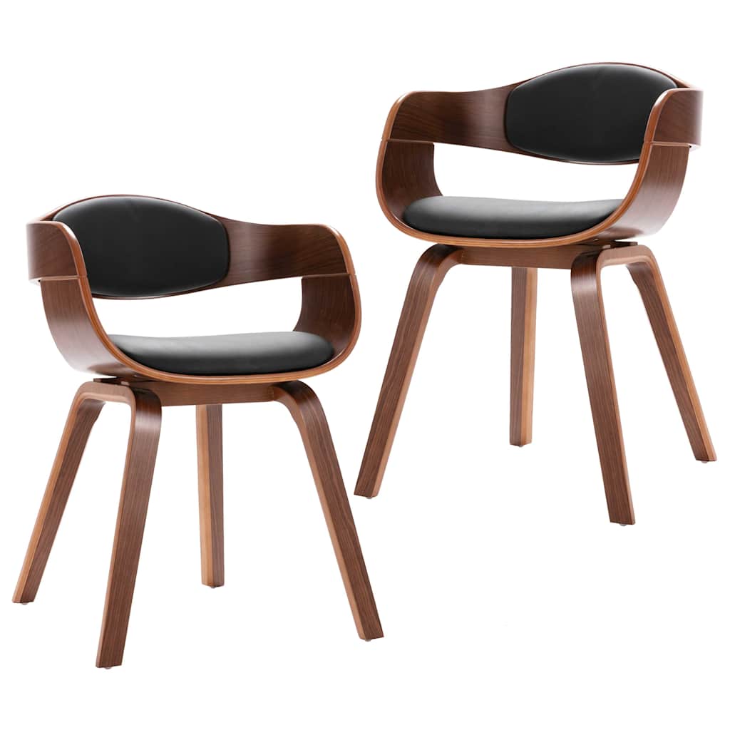 Vidaxl eetkamerstoelen 2 st gebogen hout en kunstleer