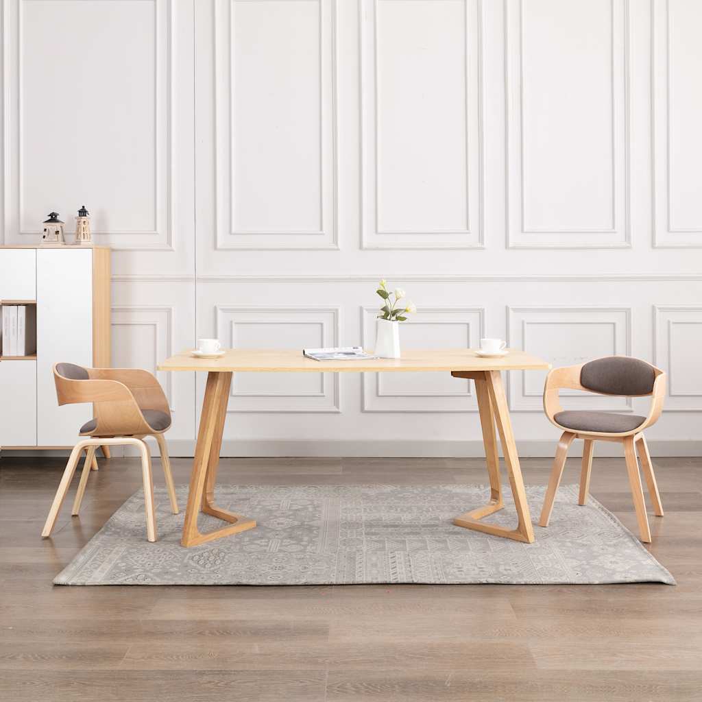 Vidaxl eetkamerstoelen 2 st gebogen hout en stof taupe