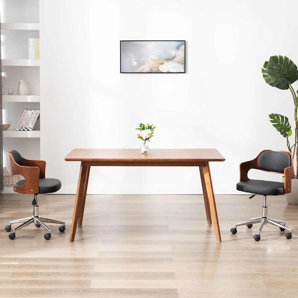 Vidaxl eetkamerstoel draaibaar gebogen hout en kunstleer zwart