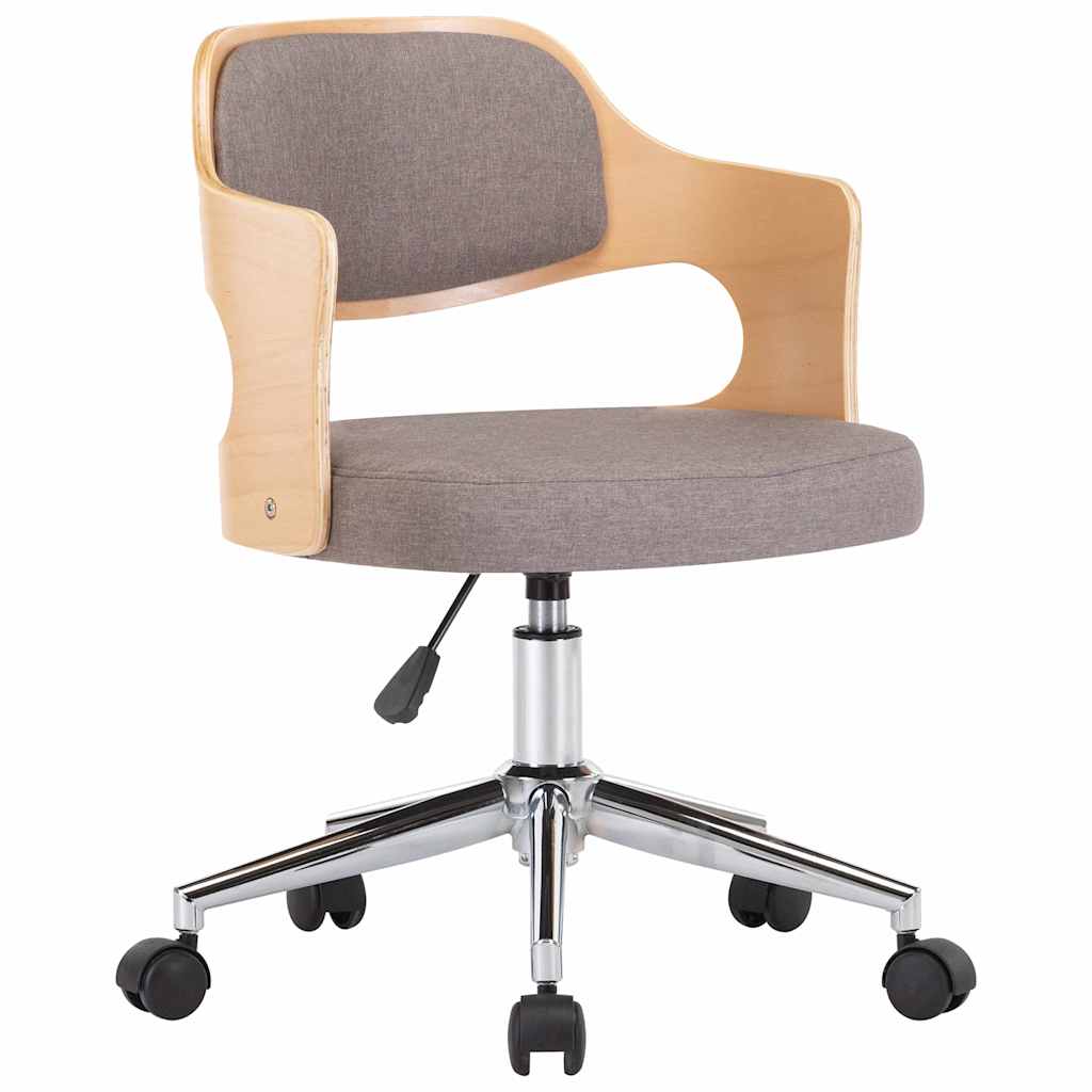 Vidaxl eetkamerstoel draaibaar gebogen hout en stof taupe