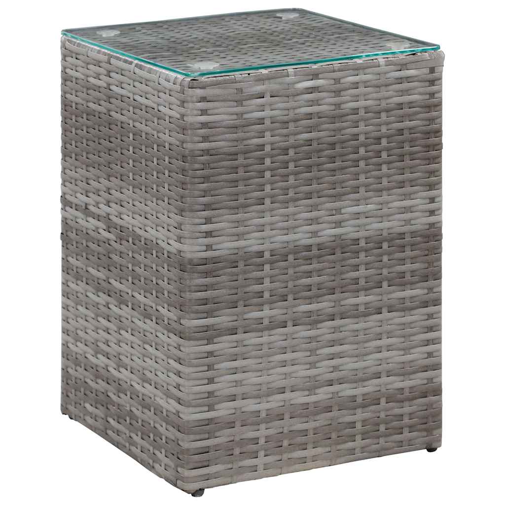 Vidaxl 3-delige bijzettafelset met glazen blad poly rattan grijs