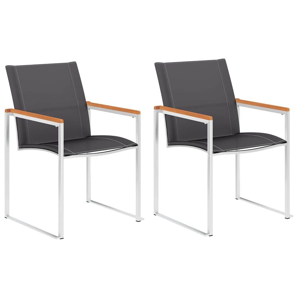 Vidaxl tuinstoelen 2 st textileen en roestvrij staal grijs