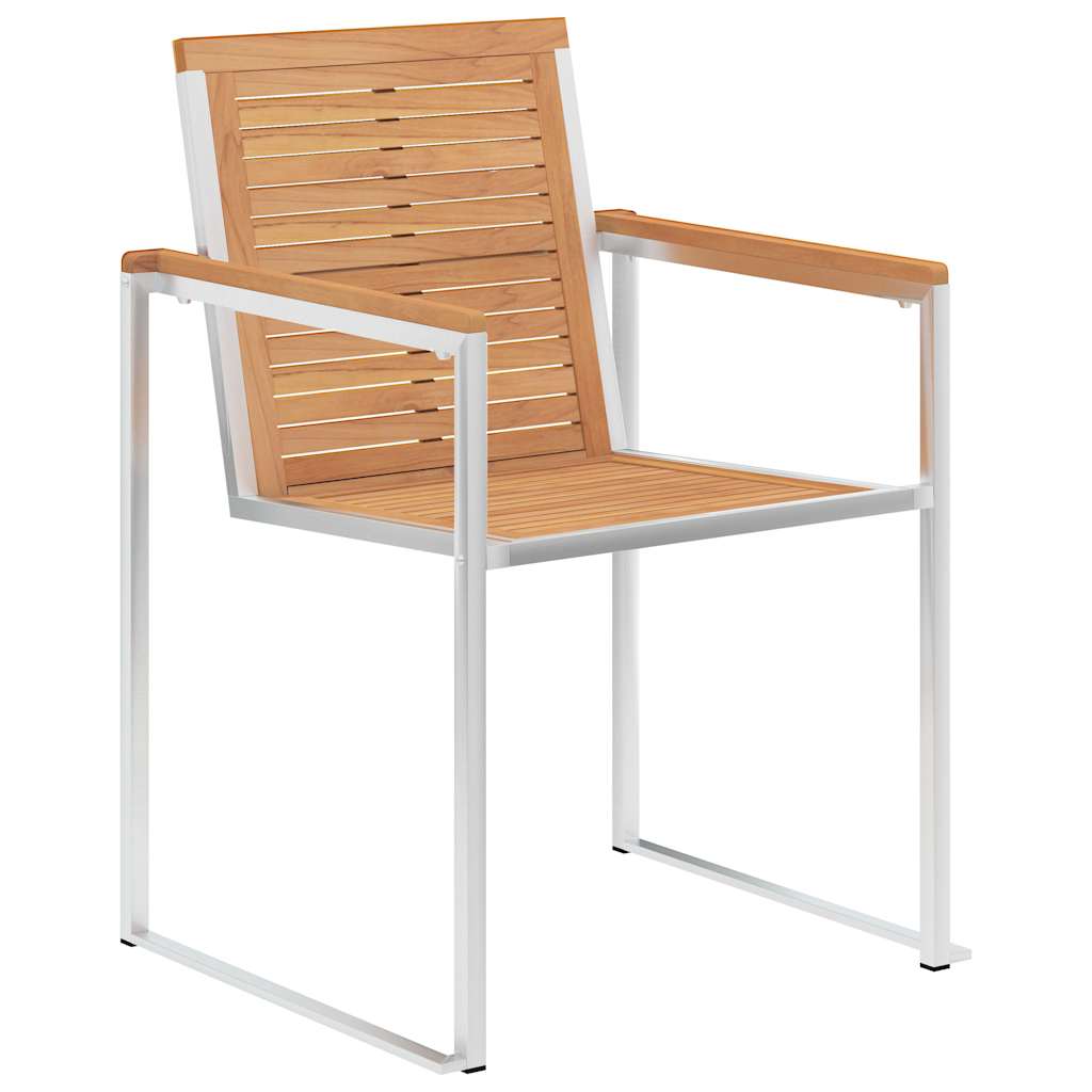 Vidaxl tuinstoelen 2 st massief teakhout en roestvrij staal