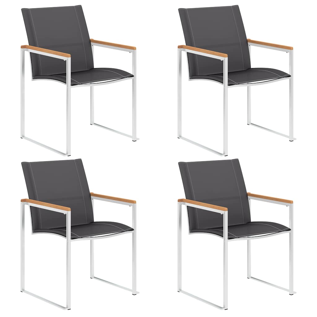 Vidaxl tuinstoelen 4 st textileen en roestvrij staal grijs