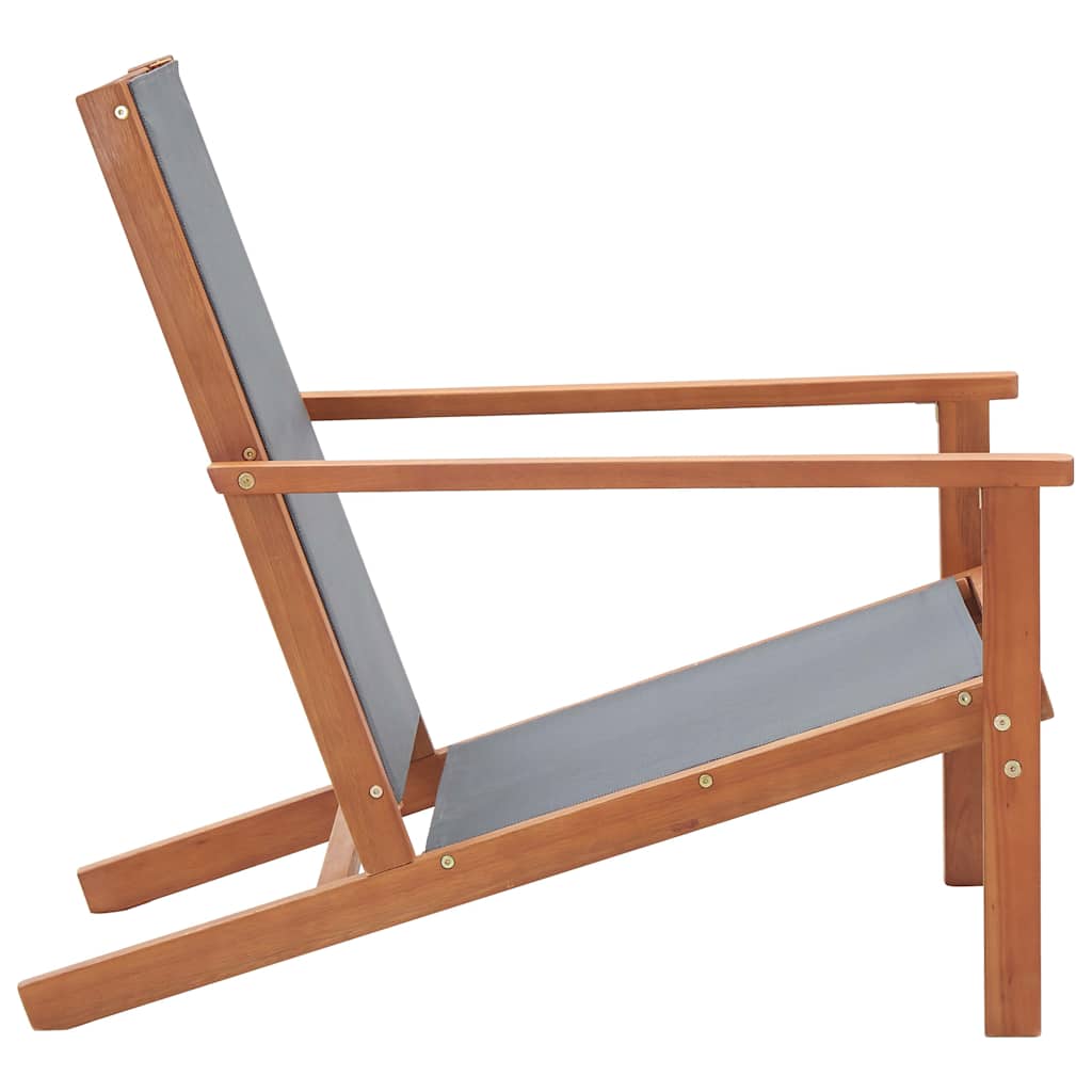 Vidaxl loungestoel massief eucalyptushout en textileen grijs