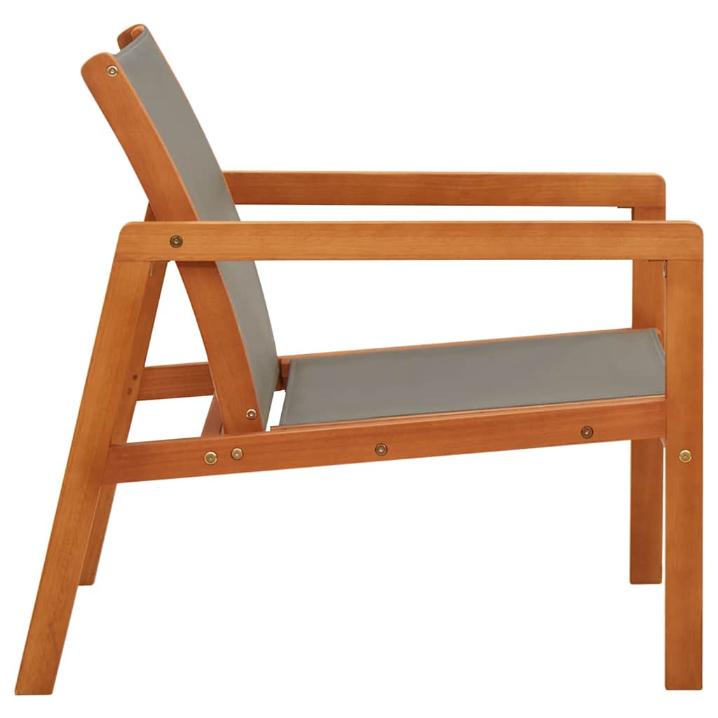 Vidaxl loungestoel massief eucalyptushout en textileen grijs