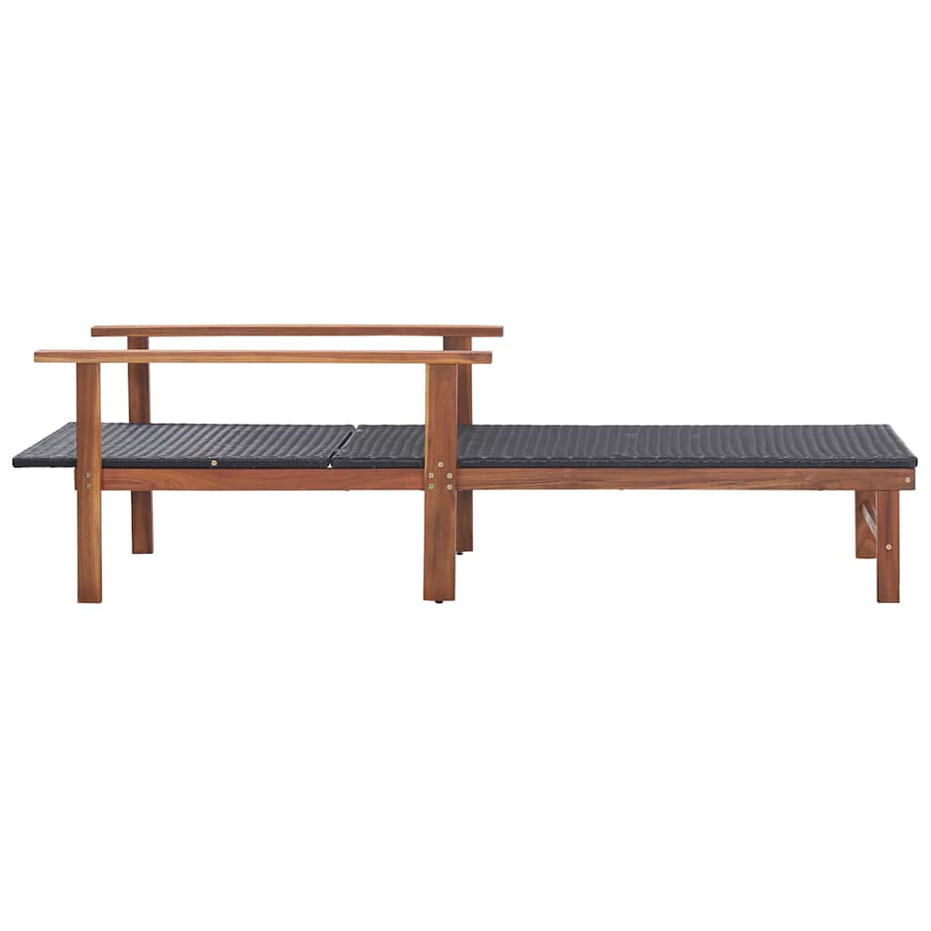 Vidaxl ligbed poly rattan en massief acaciahout zwart