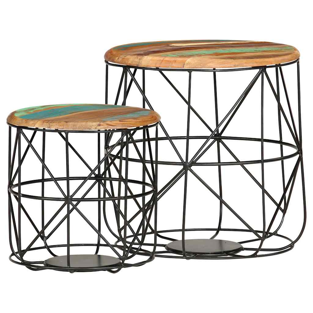 Vidaxl salontafels 2 st massief gerecycled hout