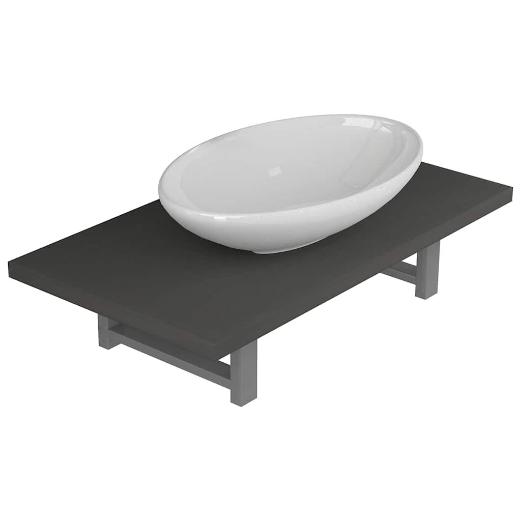Vidaxl 2-delige badkamermeubelset keramiek grijs