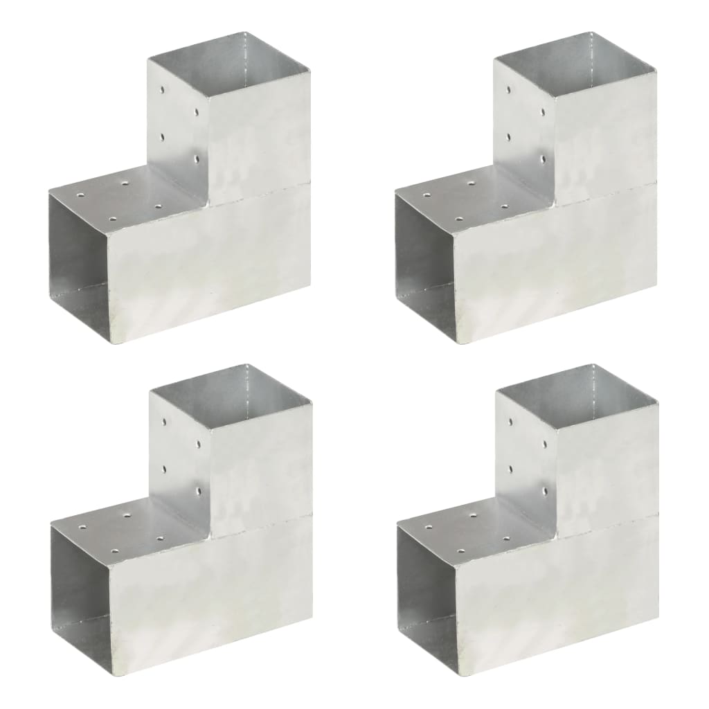 Vidaxl paalverbindingen 4 st l-vorm 101x101 mm gegalvaniseerd metaal