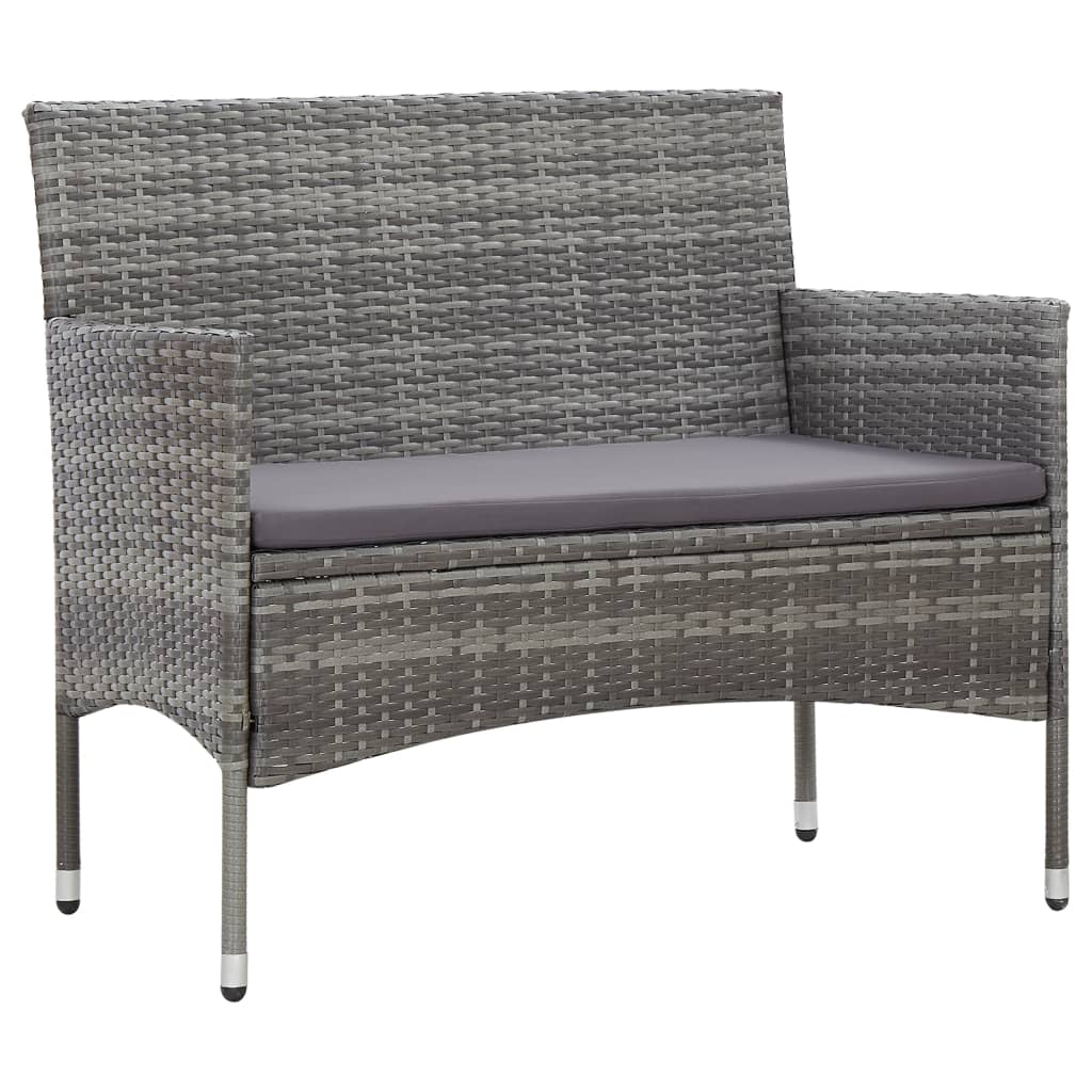 Vidaxl 4-delige loungeset met kussens poly rattan grijs