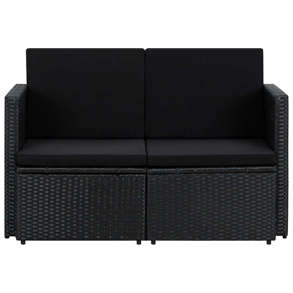 Vidaxl tuinbank 2-zits met kussens poly rattan zwart